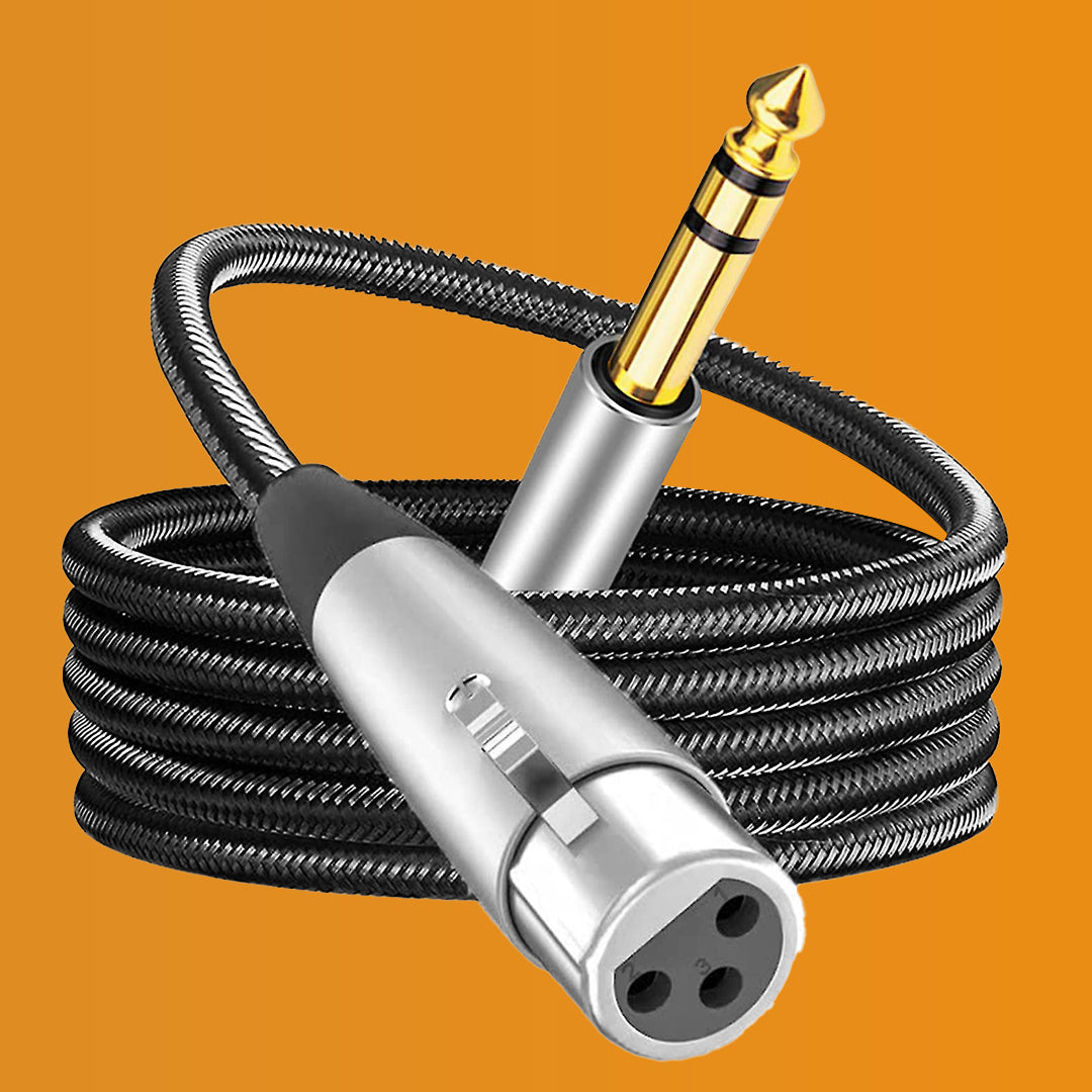 XLR lead coiled up with orange background