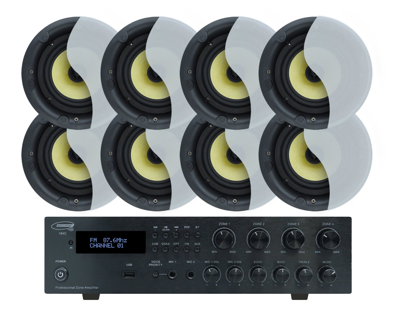 Weconic 8" Cafe Ceiling Speaker Package with 320W Bluetooth Amplifier LGC83