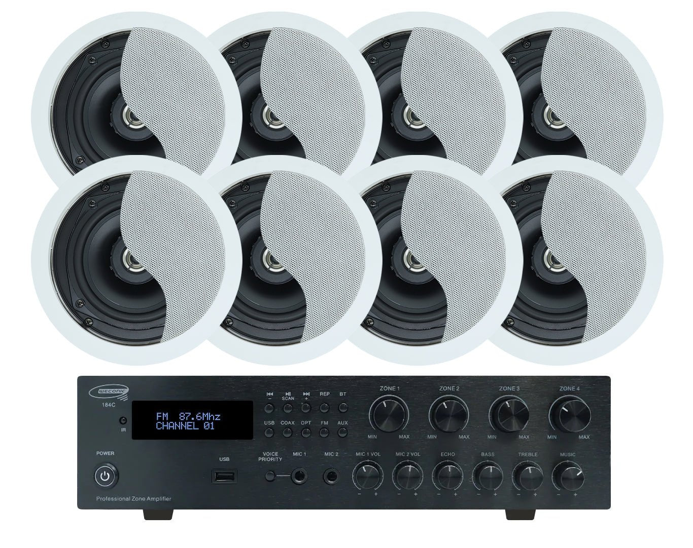 Weconic 5.25" Restaurant Ceiling Speaker Package with 320W Bluetooth Amplifier SA350W