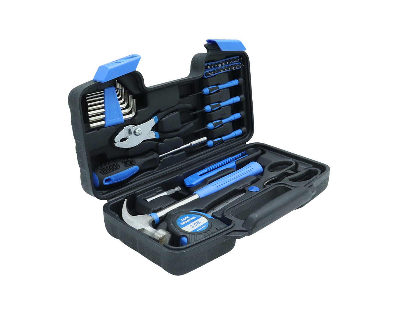 39 Piece DIY Tool Kit Hammer Screwdriver Pliers Blue