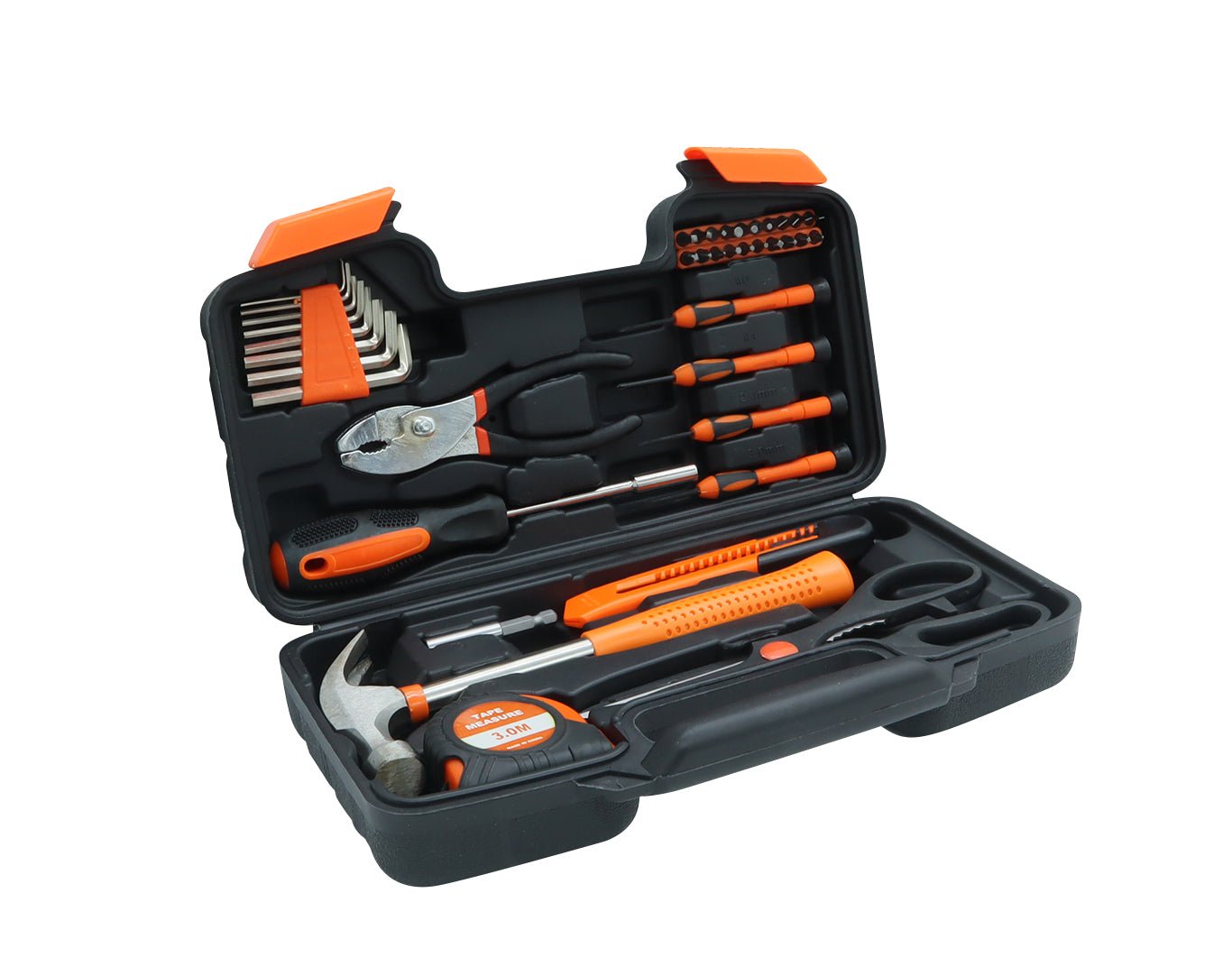 39 Piece DIY Tool Kit Hammer Screwdriver Pliers Orange