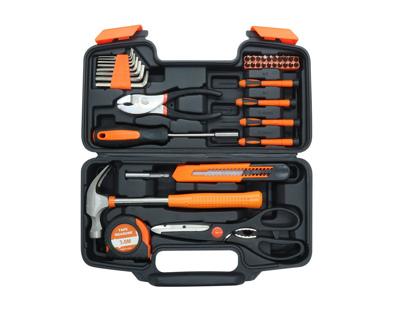 39 Piece DIY Tool Kit Hammer Screwdriver Pliers Orange