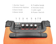 AROMA 10w Portable Guitar Amplifier Orange AG10-ONG