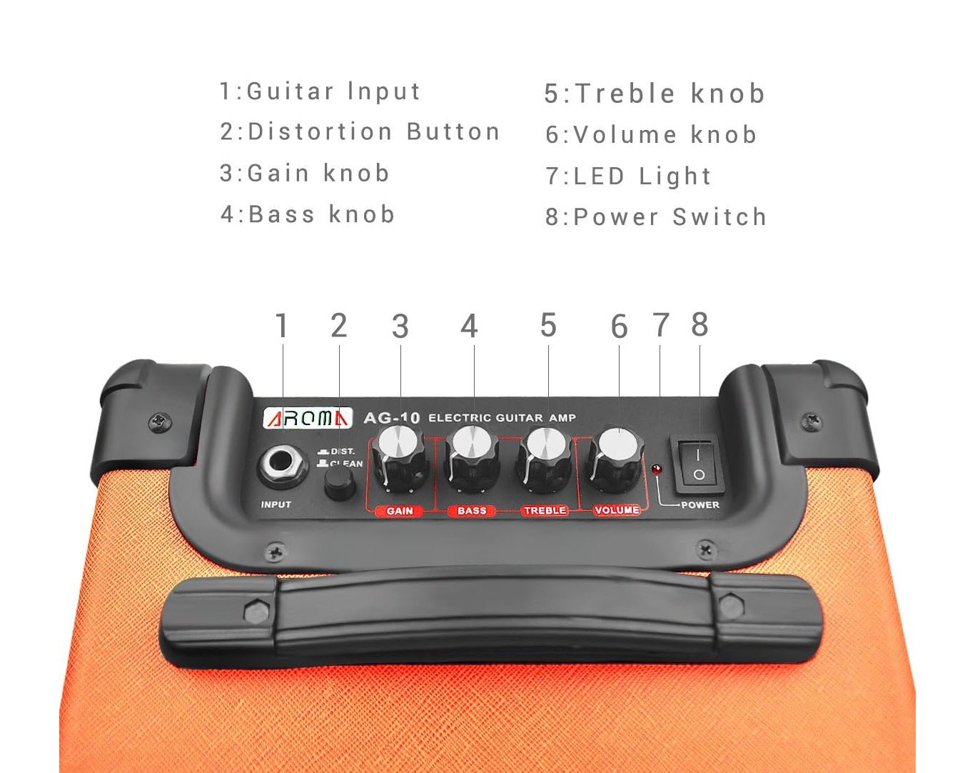 AROMA 10w Portable Guitar Amplifier Orange AG10-ONG