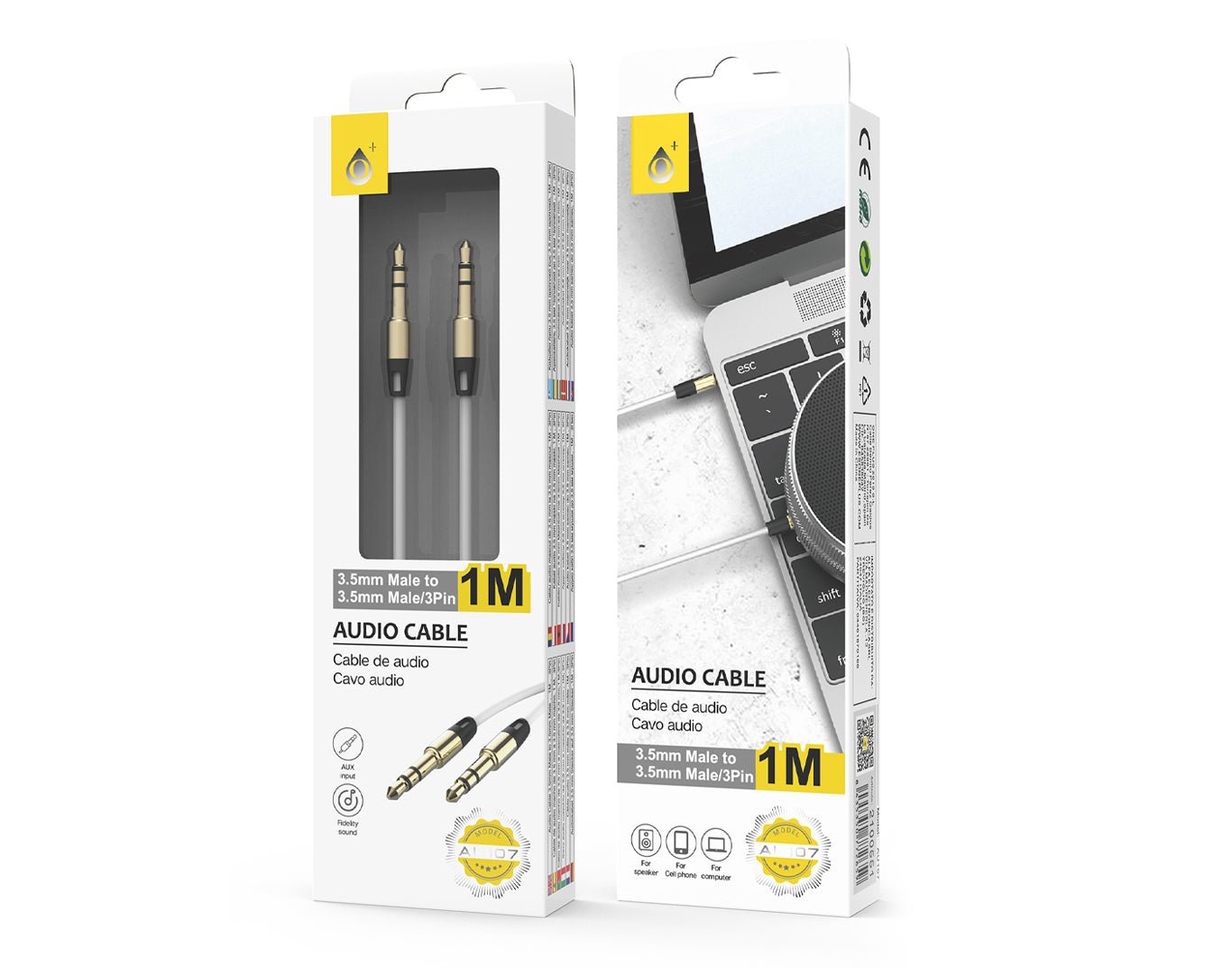 3.5mm Audio AUX-AUX Cable 1m Plated Connectors AU107