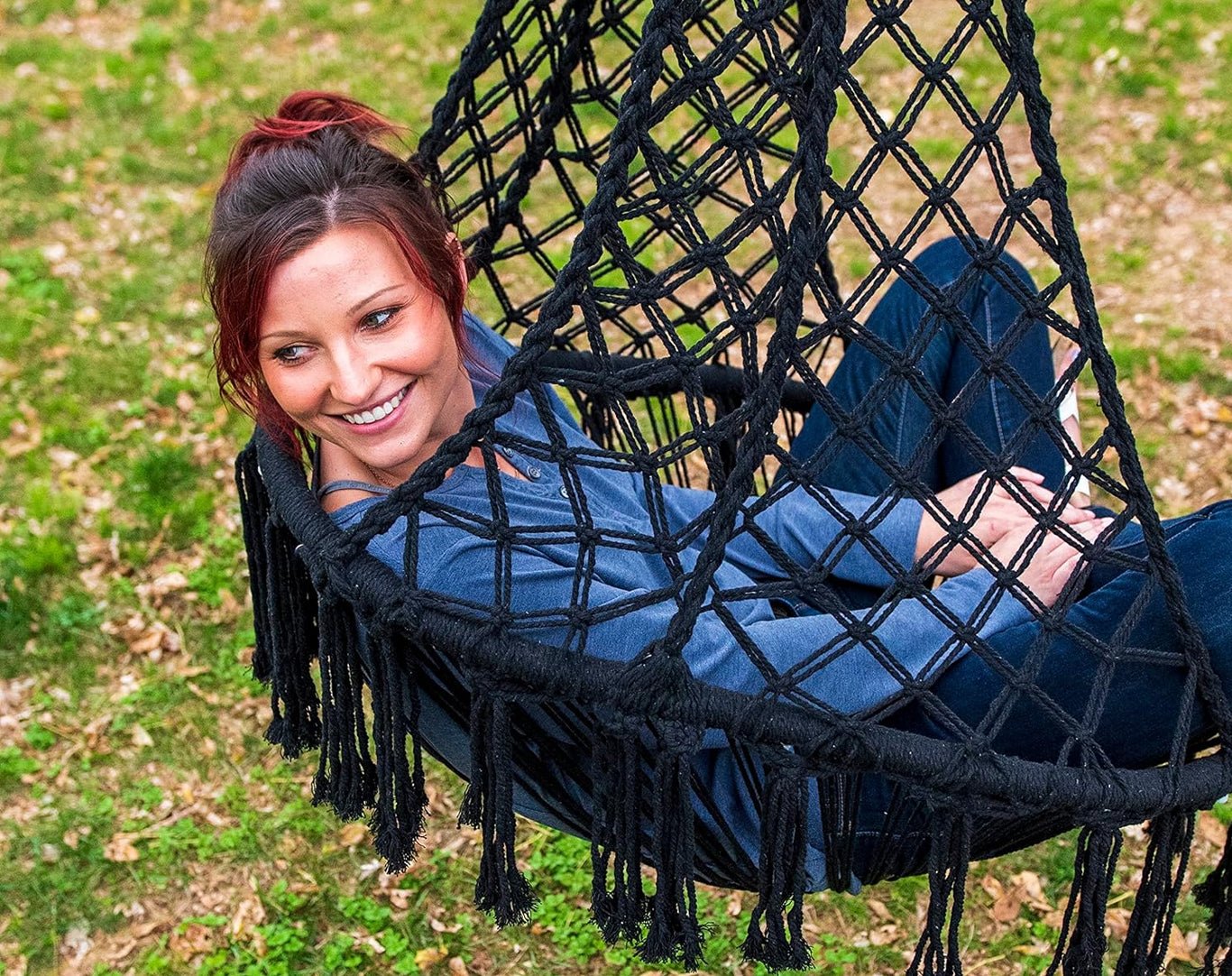 Equip Avocado Macrame Hanging Chair Black