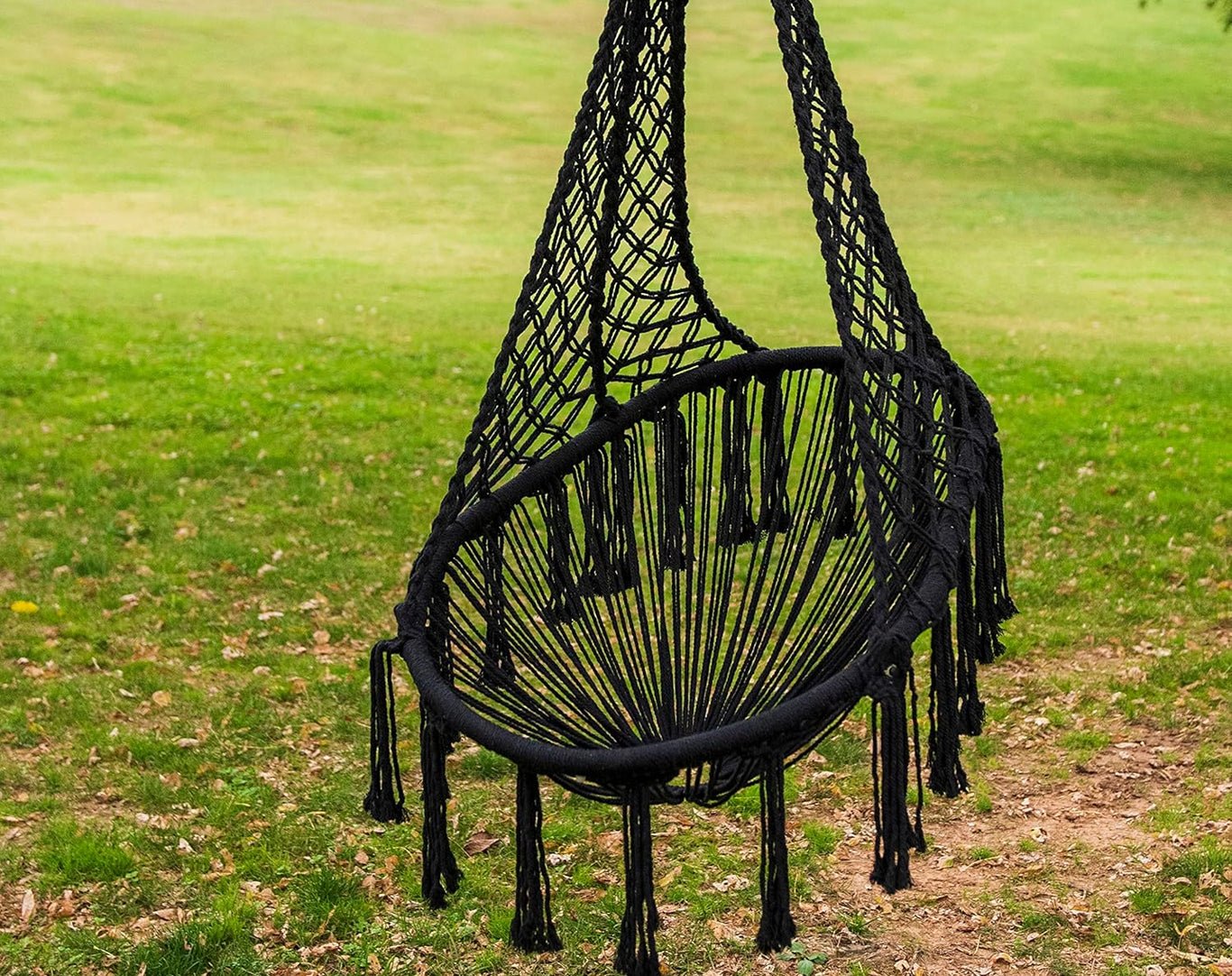 Equip Avocado Macrame Hanging Chair Black