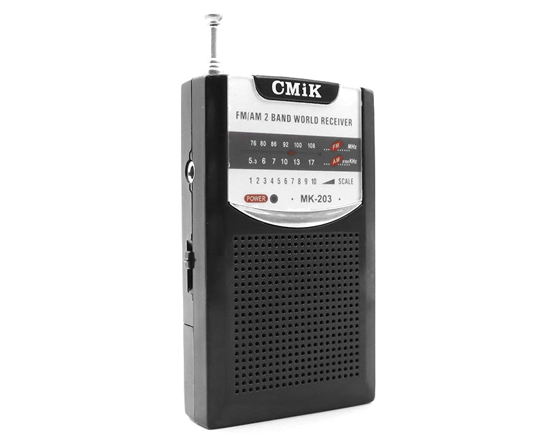CMIK Portable AM FM Radio Built-in Speaker Earphone Jack AAA Batteries MK-203