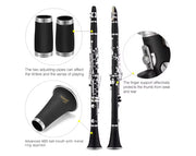 Student Clarinet Black Wood Finish Bb 17 Key with Soft Case MK-104