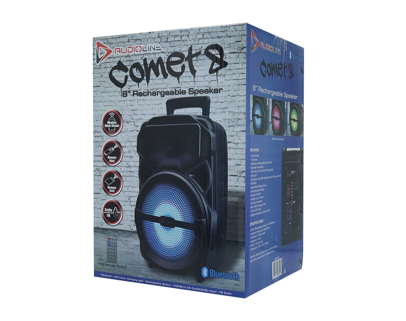 8" Portable Bluetooth PA Speaker Party Box COMET8