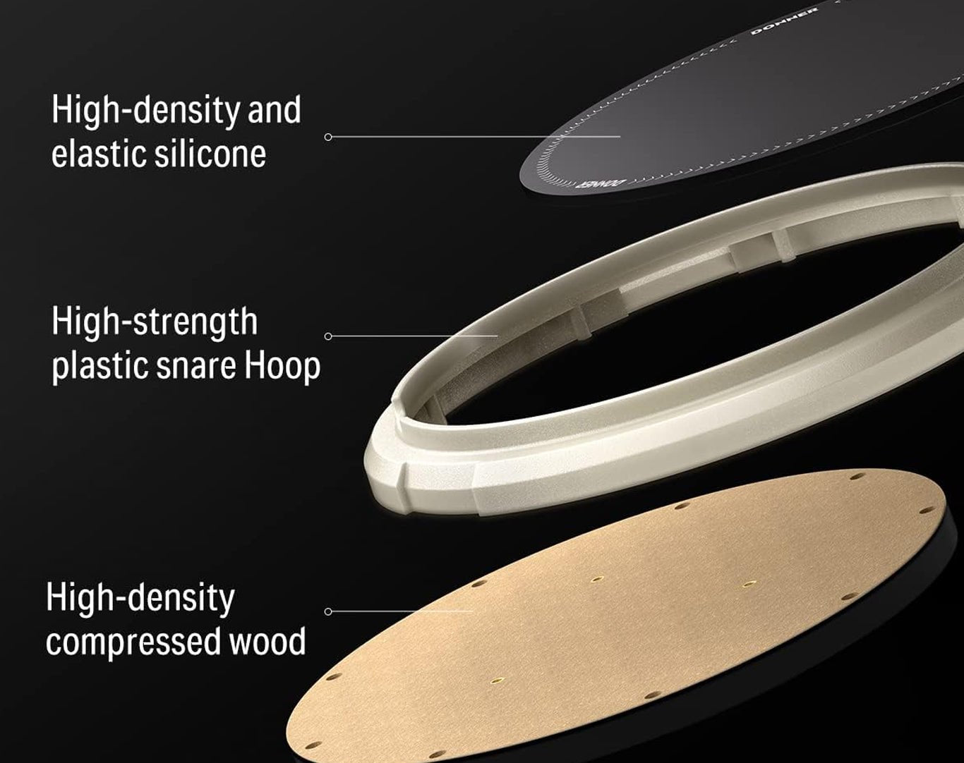 Donner 12" Drum Practice Pad With Sticks Grey DTB-1-GRY