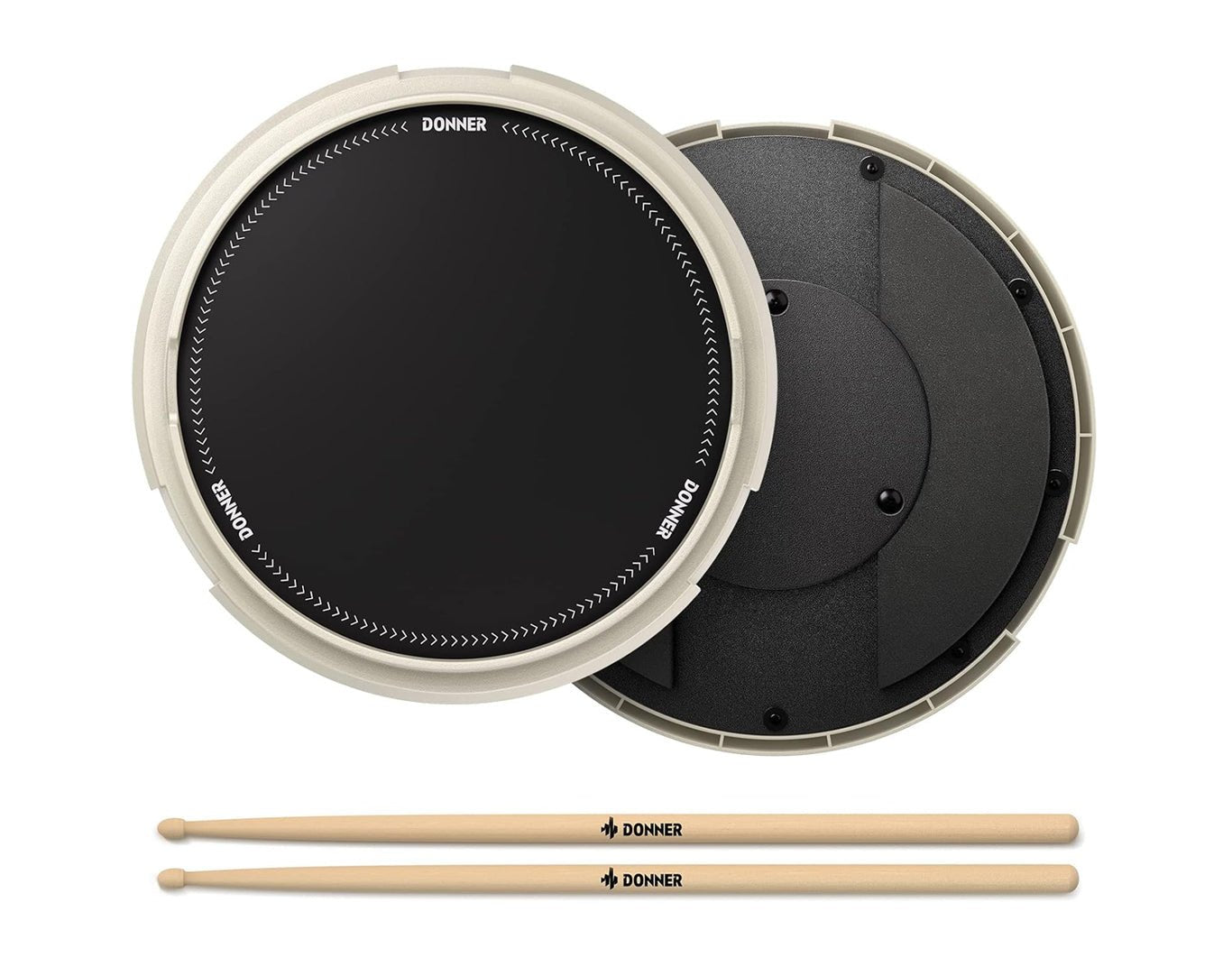 Donner 12" Drum Practice Pad With Sticks Grey DTB-1-GRY