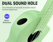 DONNER 23" Carbon Fibre Concert Ukulele 4 String Bundle Green EC1367