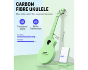 DONNER 23" Carbon Fibre Concert Ukulele 4 String Bundle Green EC1367