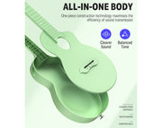 DONNER 23" Carbon Fibre Concert Ukulele 4 String Bundle Green EC1367