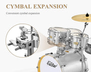 Eastar 5 Piece Birch Acoustic Drum Kit EDS-580 Silver Sparkle