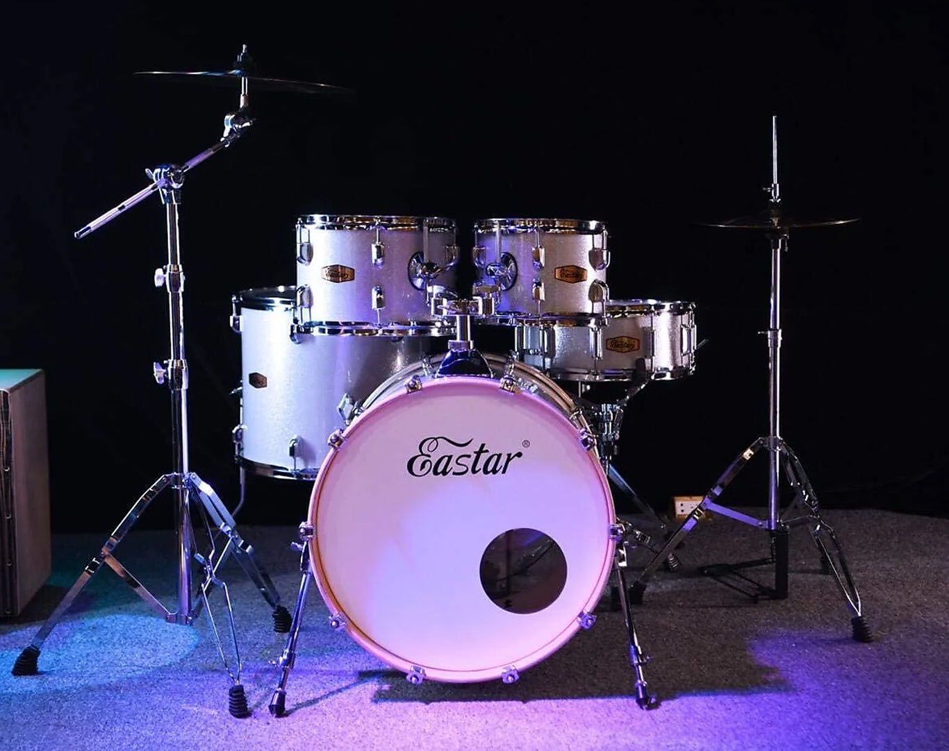 Eastar 5 Piece Birch Acoustic Drum Kit EDS-580 Silver Sparkle