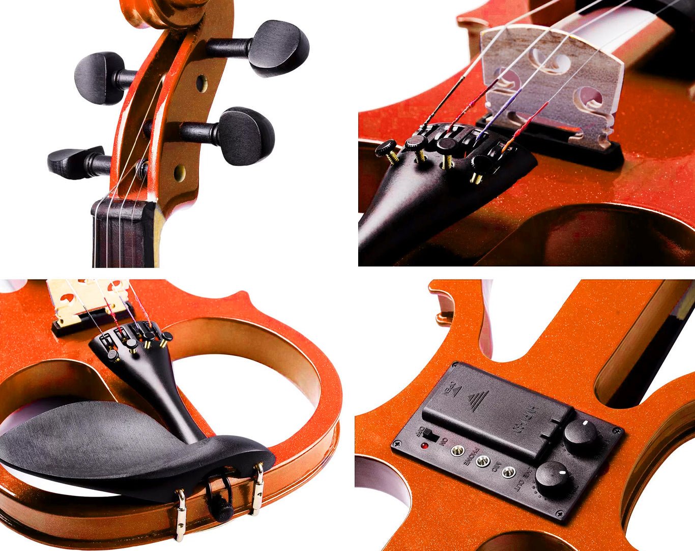 Freedom Student Electric Violin with Case Black White Natural EV31