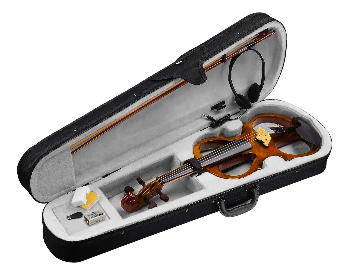 Freedom Student Electric Violin with Case Black White Natural EV31