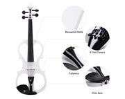 Freedom Student Electric Violin with Case Black White Natural EV31