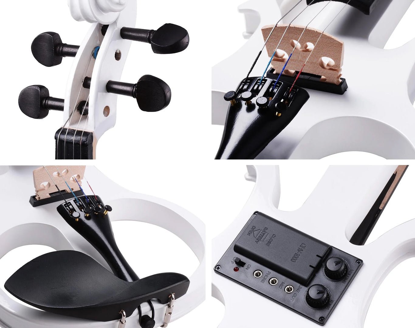 Freedom Student Electric Violin with Case Black White Natural EV31