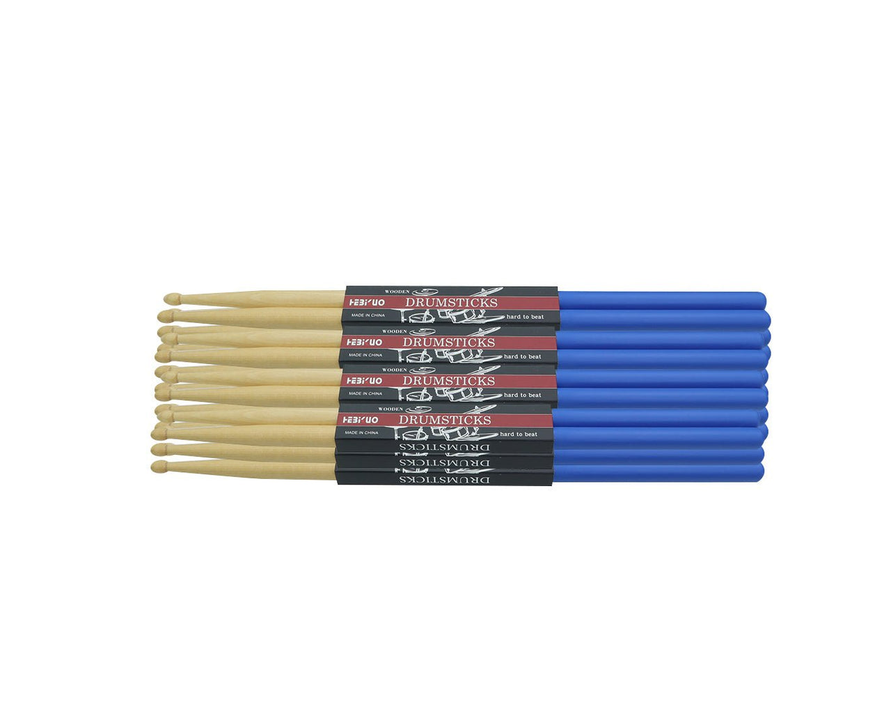 12 Pack of 5A Maple Drumsticks with Rubber Grips Blue GB141-BLU