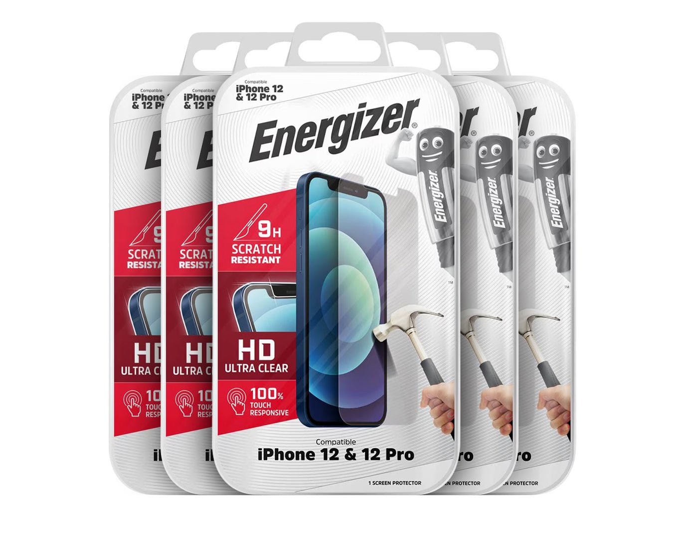 Bulk Pack of 10 ENERGIZER Glass Screen Protector For iPhone IP 12 / 12 PRO IP12GLASSX10