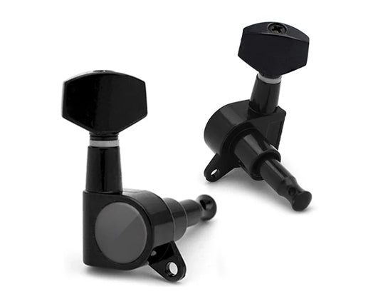 Tuning Pegs Machine Heads for Electric Guitars 6-in-Line Black 6pc K805B