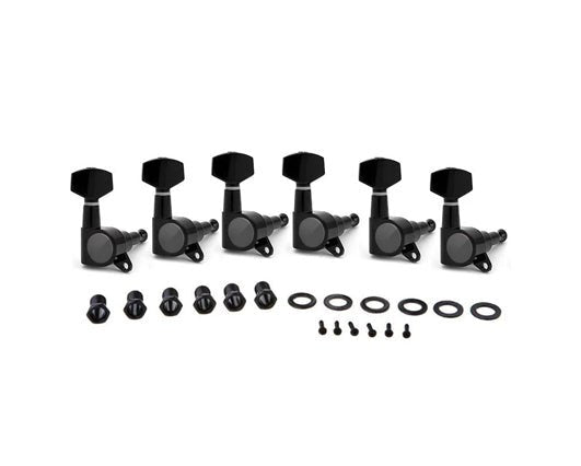Tuning Pegs Machine Heads for Electric Guitars 6-in-Line Black 6pc K805B