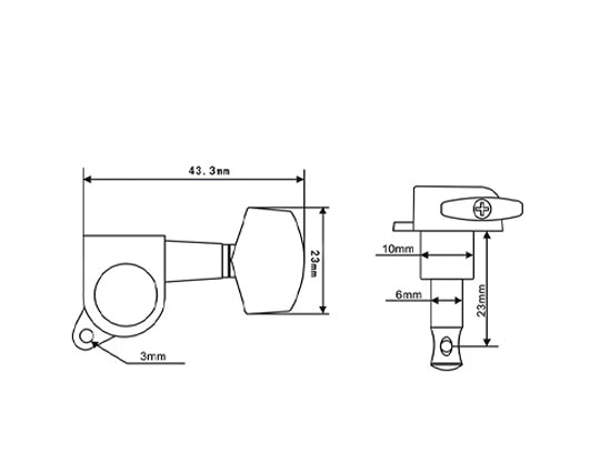 Tuning Pegs Machine Heads for Electric Guitars 6-in-Line Black 6pc K805B