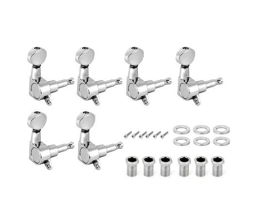 Tuning Pegs Machine Heads for Electric Guitars 6-in-Line Chrome 6pc K805