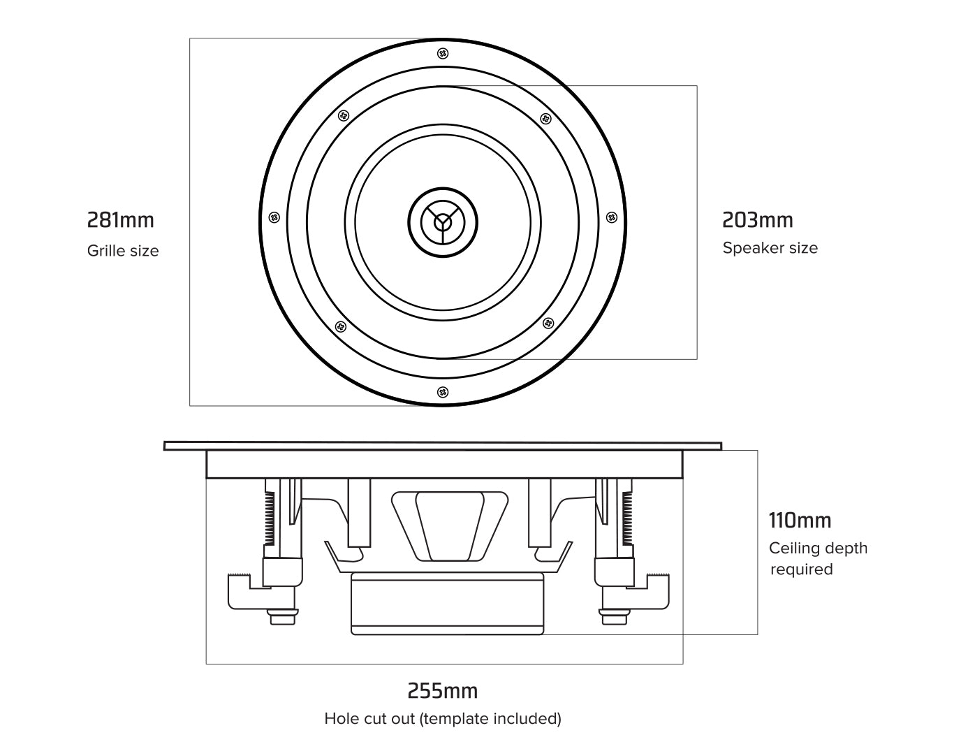 Weconic 8" Rimless Ceiling Speakers 200W Commercial Grade Easy Install Pair LGC83