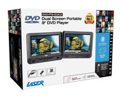 REFURBISHED Laser 9" Dual In-Car Portable DVD Player CD Travel Hi-Res Charger DVD-9