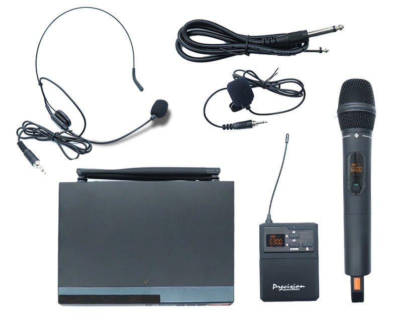 Twin Channel UHF Wireless Microphone System Handheld Bodypack MIC23