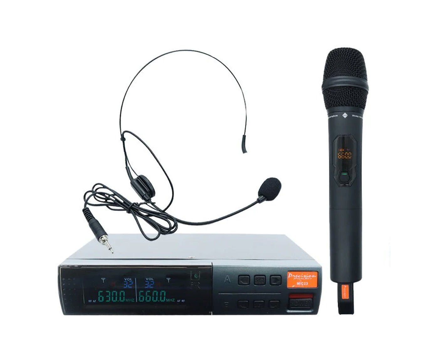 Twin Channel UHF Wireless Microphone System Handheld Bodypack MIC23