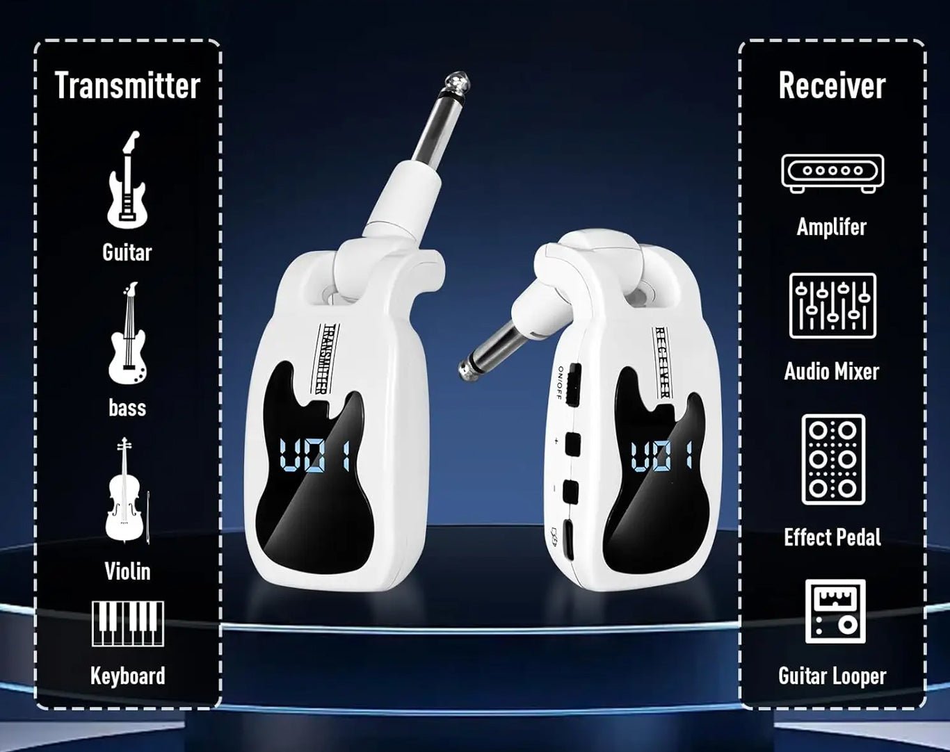 Weconic Wireless Guitar System Rechargeable Multi-Frequency MIC30