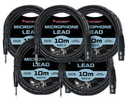 Precision Audio 5 Pack 1/4" to XLR Studio Stage Microphone Lead 10m MJACK10x5
