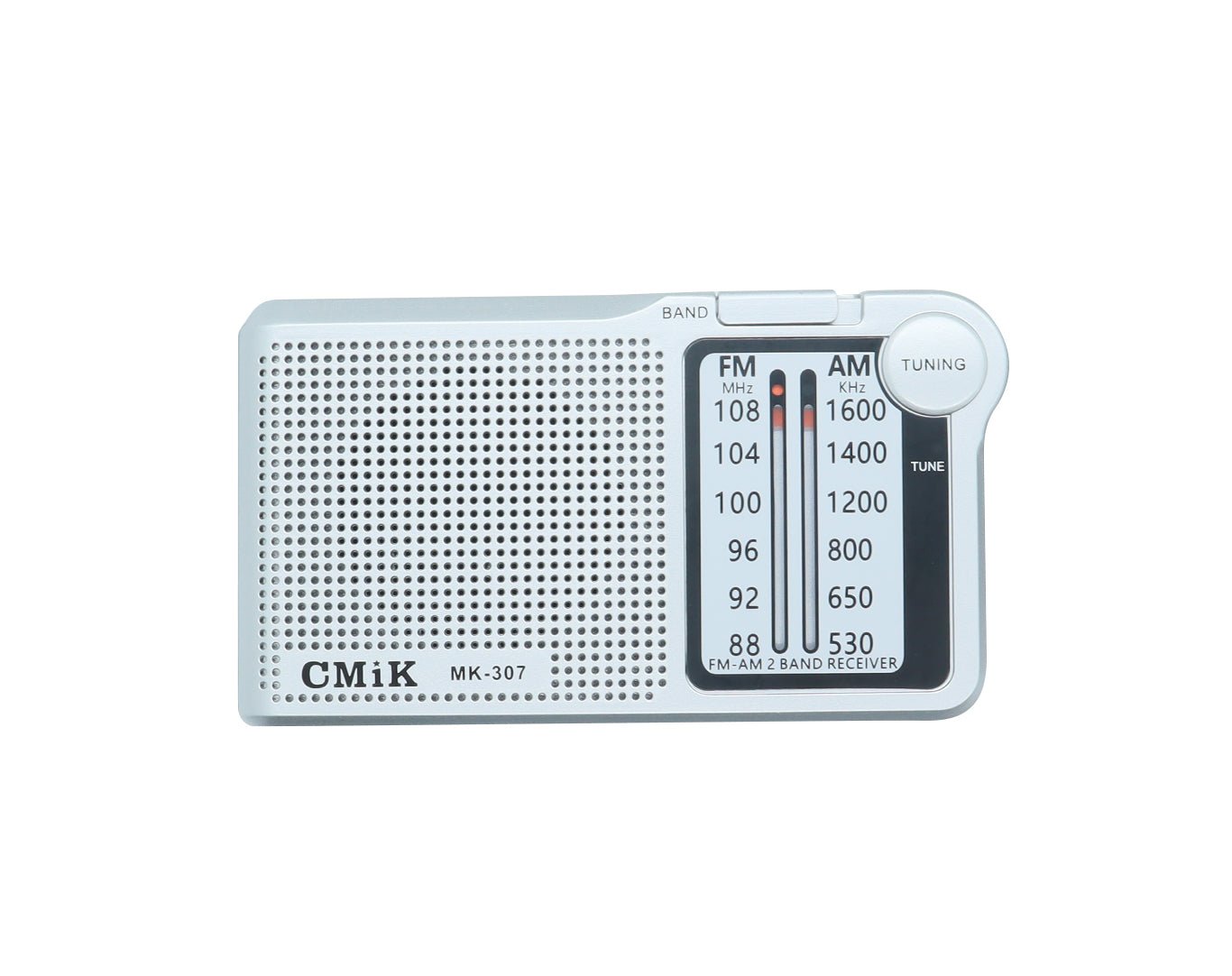 Portable Pocket AM FM Radio Speaker 3.5mm Earphone Jack MK-307-SIL