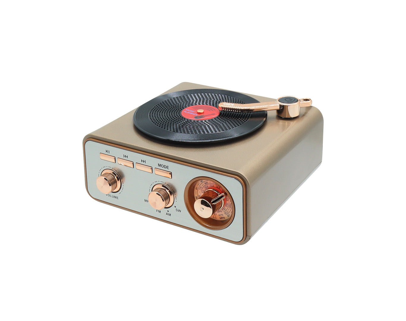 CMIK Portable Radio Retro Bluetooth Speaker AM FM SW Gold MK-626BT-GLD