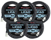 Precision Audio 5 Pack XLR To XLR Studio Stage Microphone Lead 5m MLEAD5X5