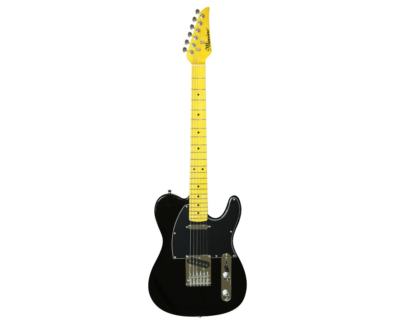 Minsine 6 String Electric Guitar Black 3m Cable Tremolo Arm MS-110-BLK
