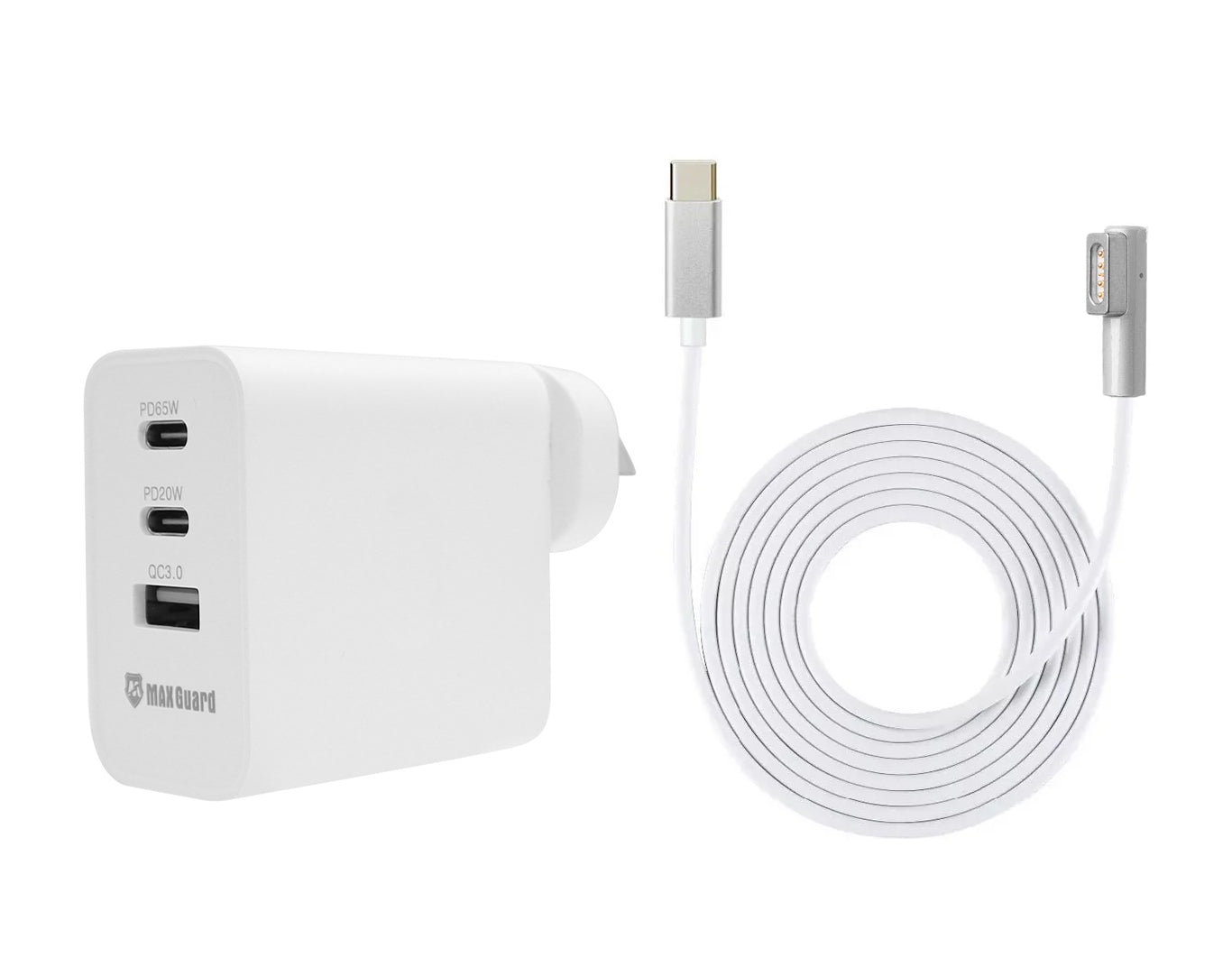 Maxguard 65W Three Port Fast Charger + Magsafe 1 Cable