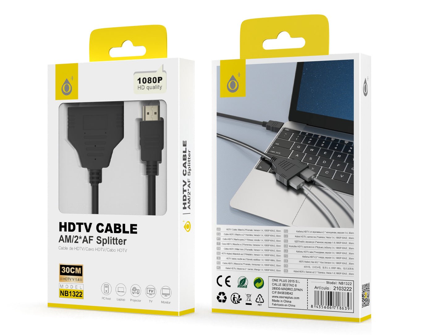 Moveteck HDMI Splitter 30cm Black NB1322