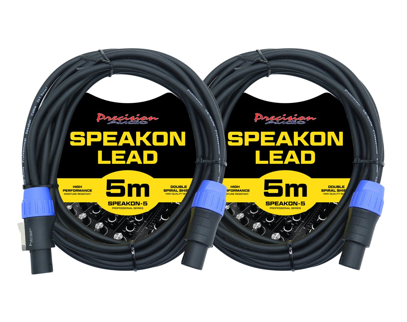 Precision Audio 2 Pack 5m Speakon Audio Cable SPEAKON5X2