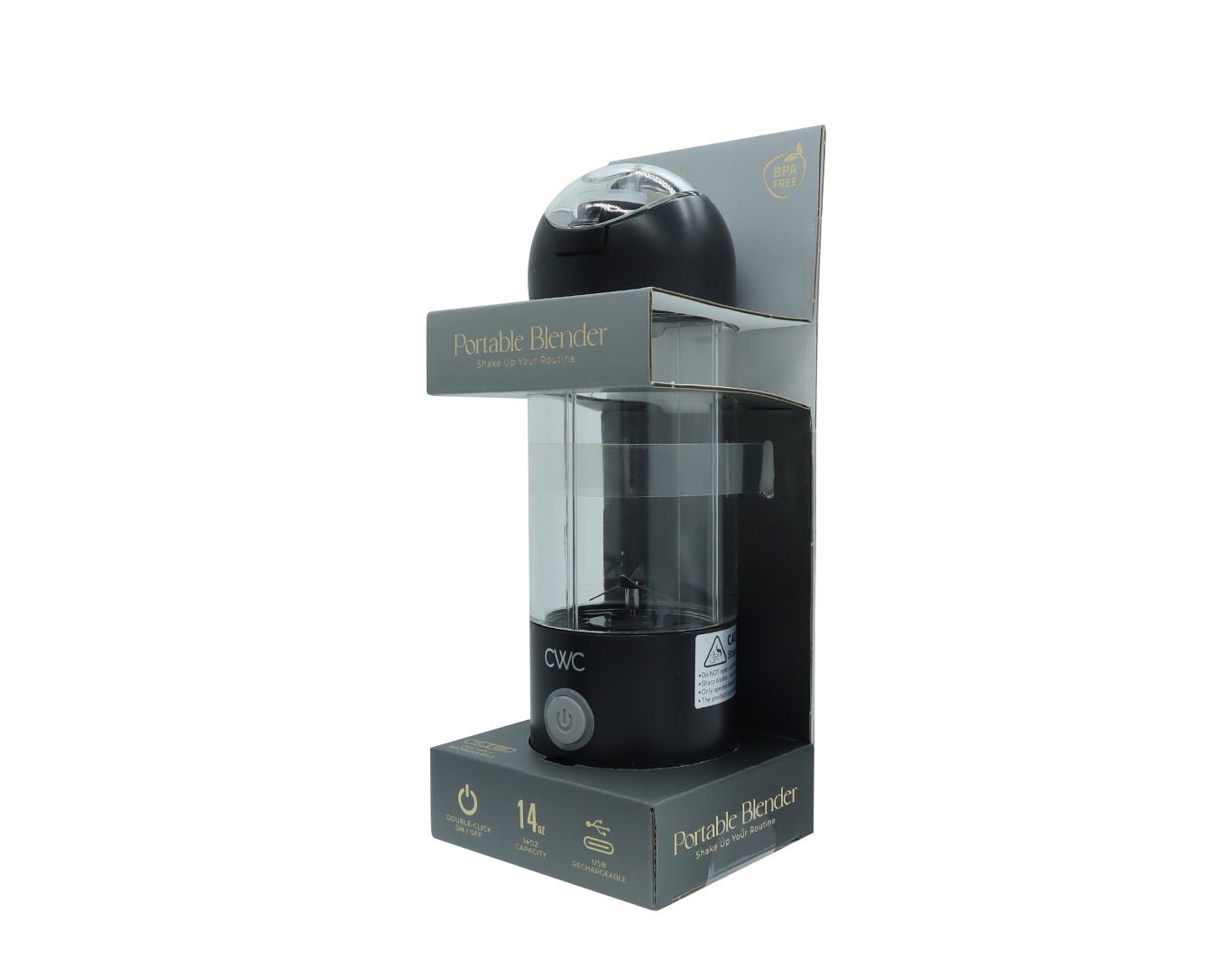 Cook With Color 414ml Portable Blender Stainless Steel Blades BPA Free Black WPB03-BLK