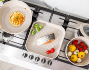 Simmro Premium Ceramic Pan Set with Lids Cream