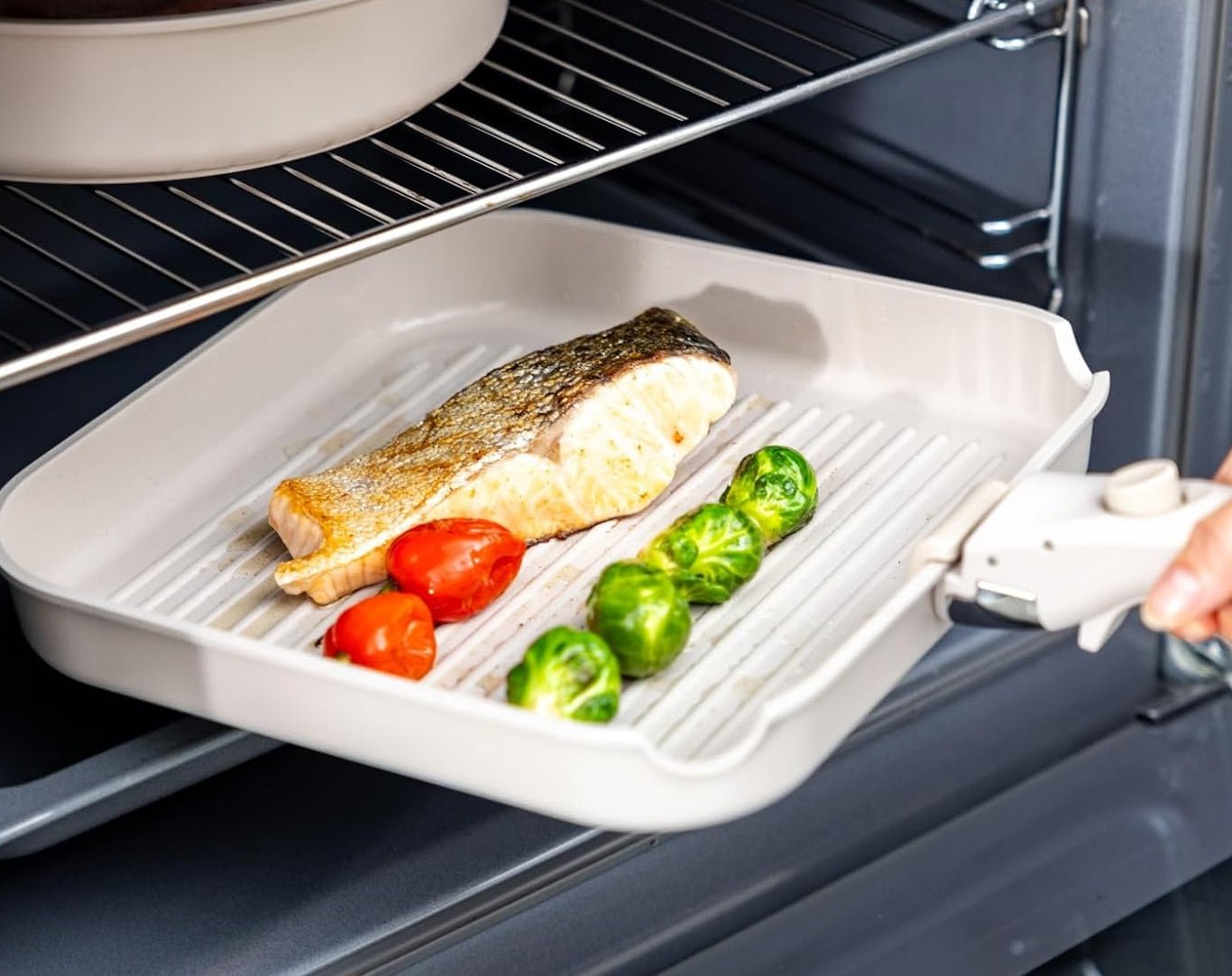 Simmro Premium Ceramic Pan Set with Lids Cream