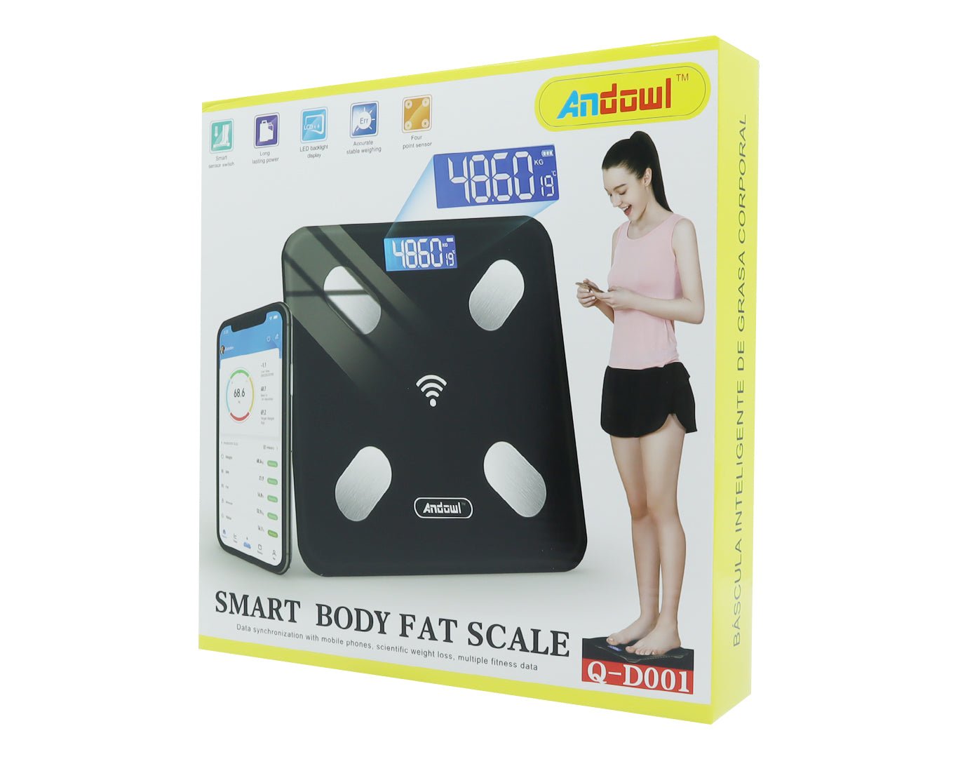 Andowl Digital Bathroom Scales with Temperature Display Q-D001