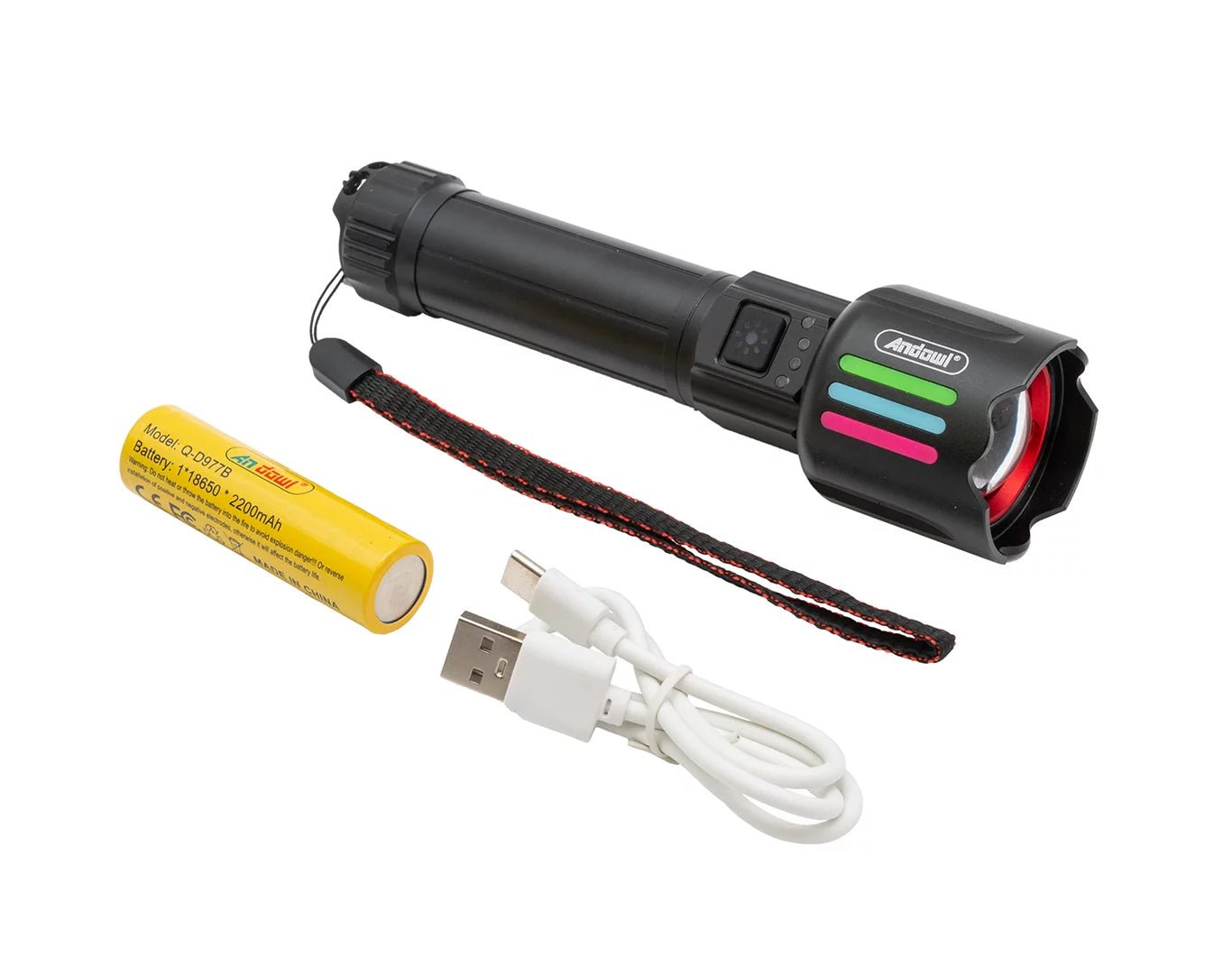 Andowl Aluminium Alloy Torch Flashlight USB Charging Q-D977B