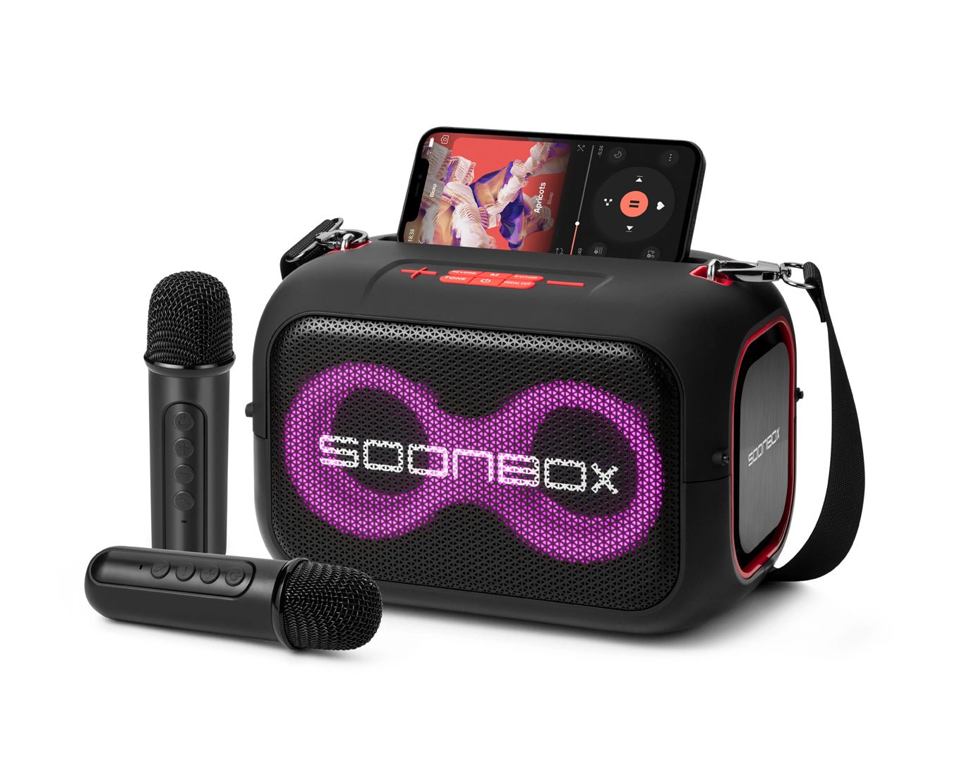 Soonbox Portable Karaoke Speaker LED Flashing Lights Wireless Microphone S3000